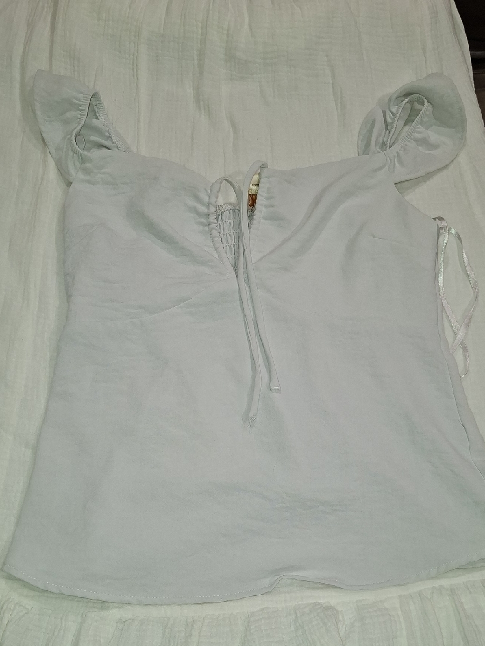 Light Blue Women's Tie-Front Camisole with Flutter Straps